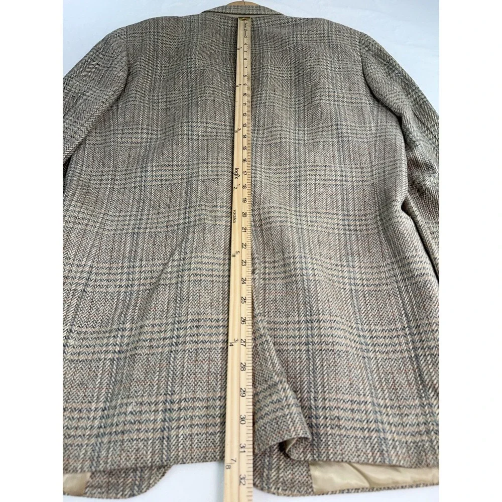 Vintage Chaps By Ralph Lauren Blazer Mens 40 Beige‎ Plaid Wool Tweed Sport Coat